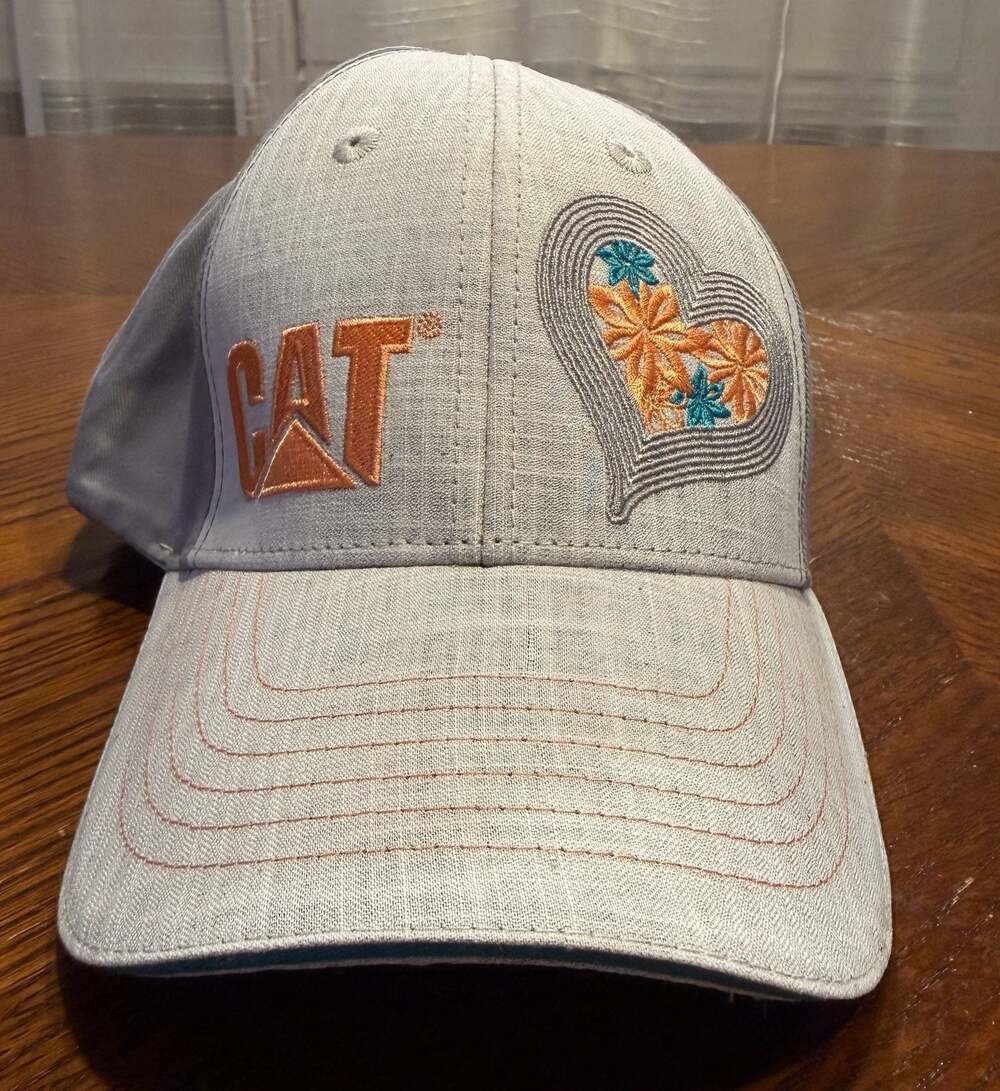 CAT Floral Heart Logo Adjustable Baseball Cap Grey